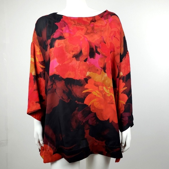 bryn Walker Tops - BRYN WALKER Red Floral Paola Tunic XL